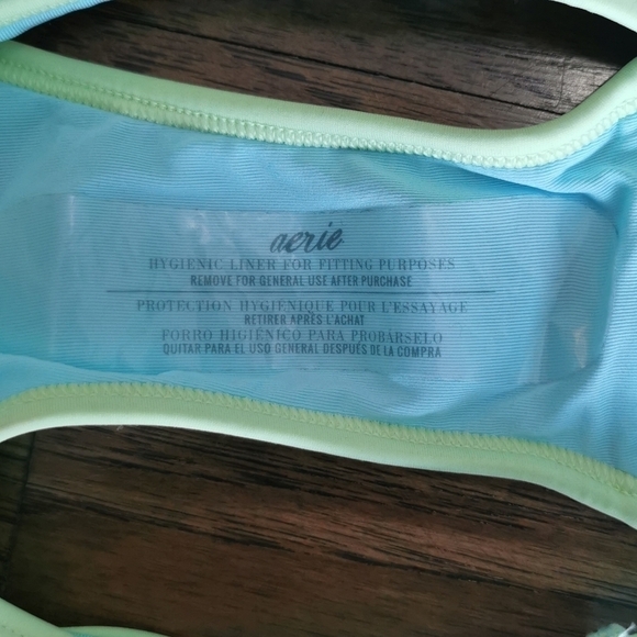 Aerie Bikini Bottom Blue Floral Green Trim XS New - Picture 4 of 4